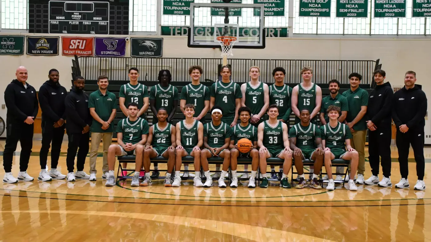 Le Moyne men's basketball team photograph from the 2025-26 official roster