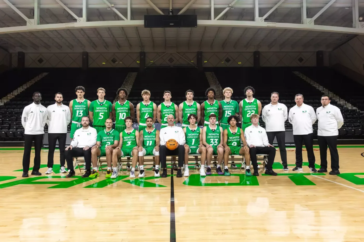 North Dakota men's basketball team photograph from the 2025-26 official roster