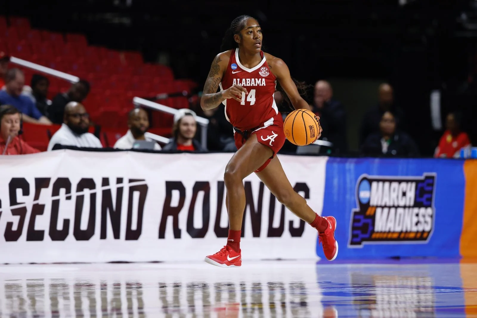 Alabama Guard Zaay Green (14) in action against Maryland at Xfinity Center College Park in College Park, MD on Monday, Mar 24, 2025.