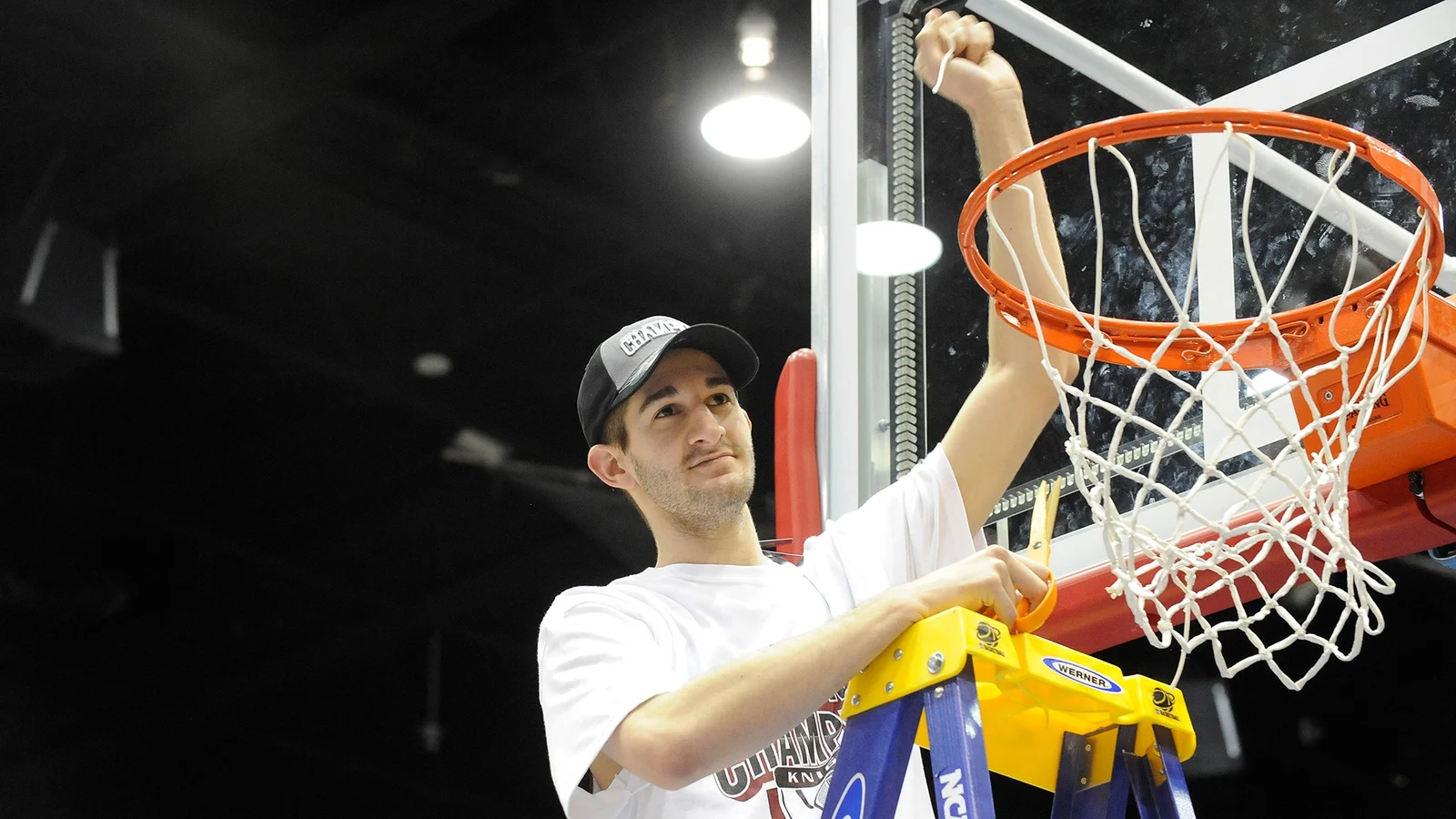 Braydon Hobbs cuts down the nets after the 2011 national title game.