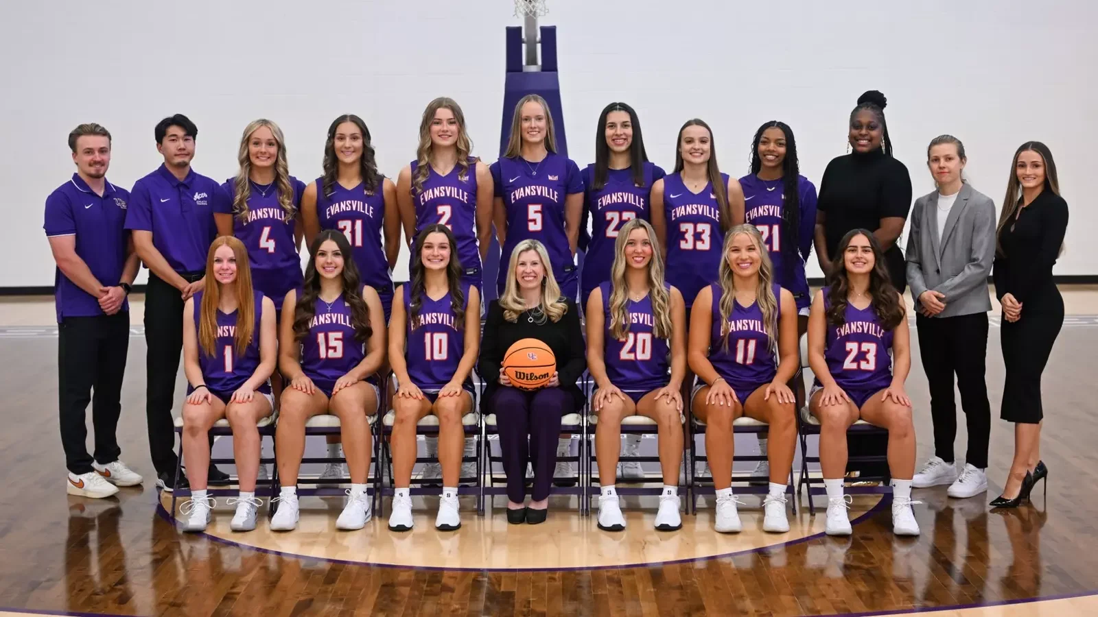 Evansville women's basketball team photograph from the 2025-26 official roster