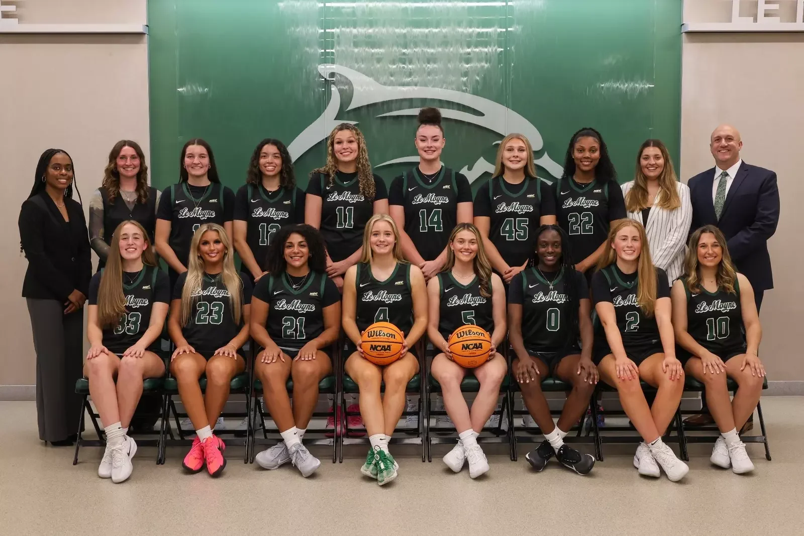 Le Moyne women's basketball team photograph from the 2025-26 official roster