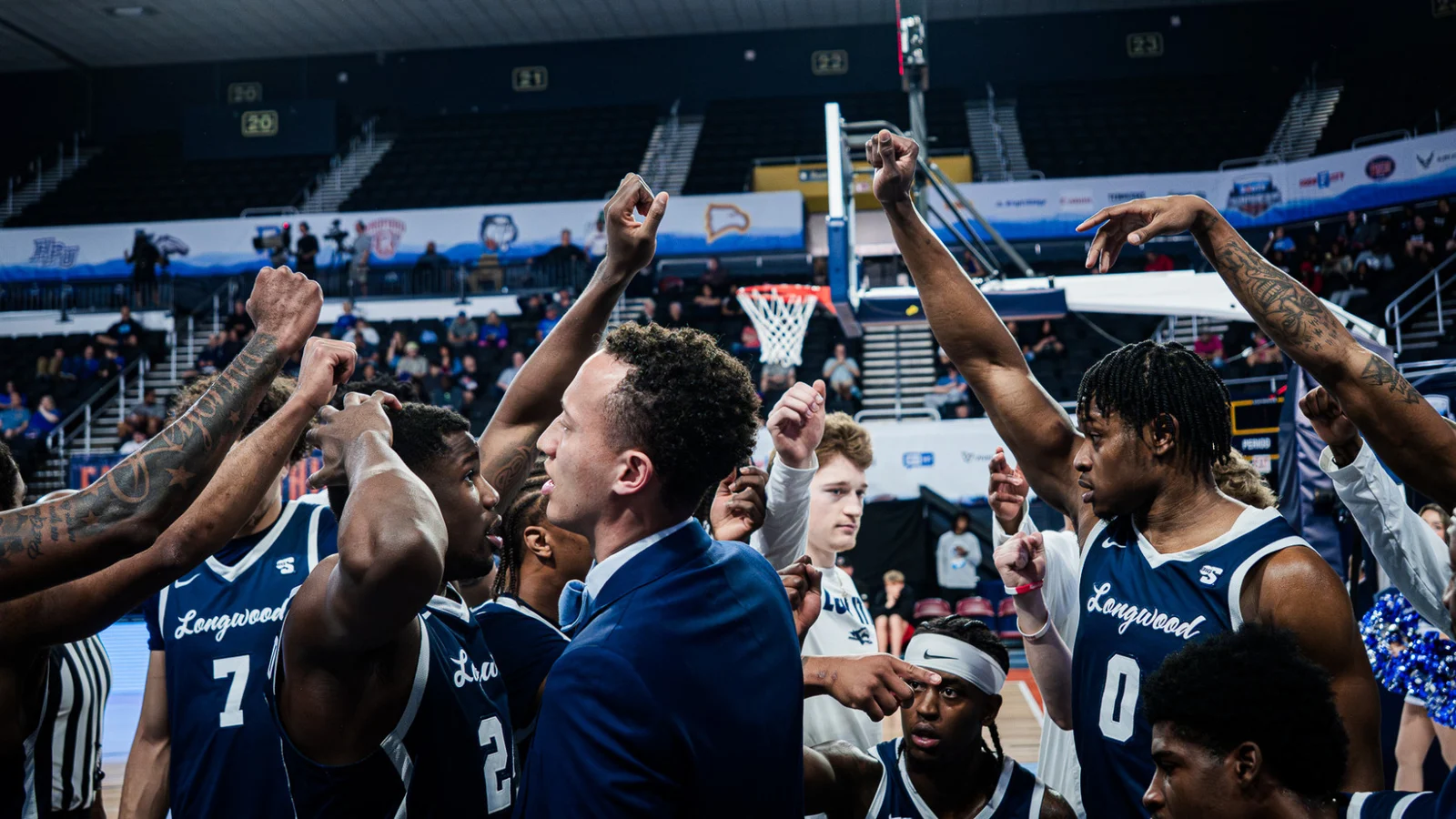 Longwood MBB Team Huddle