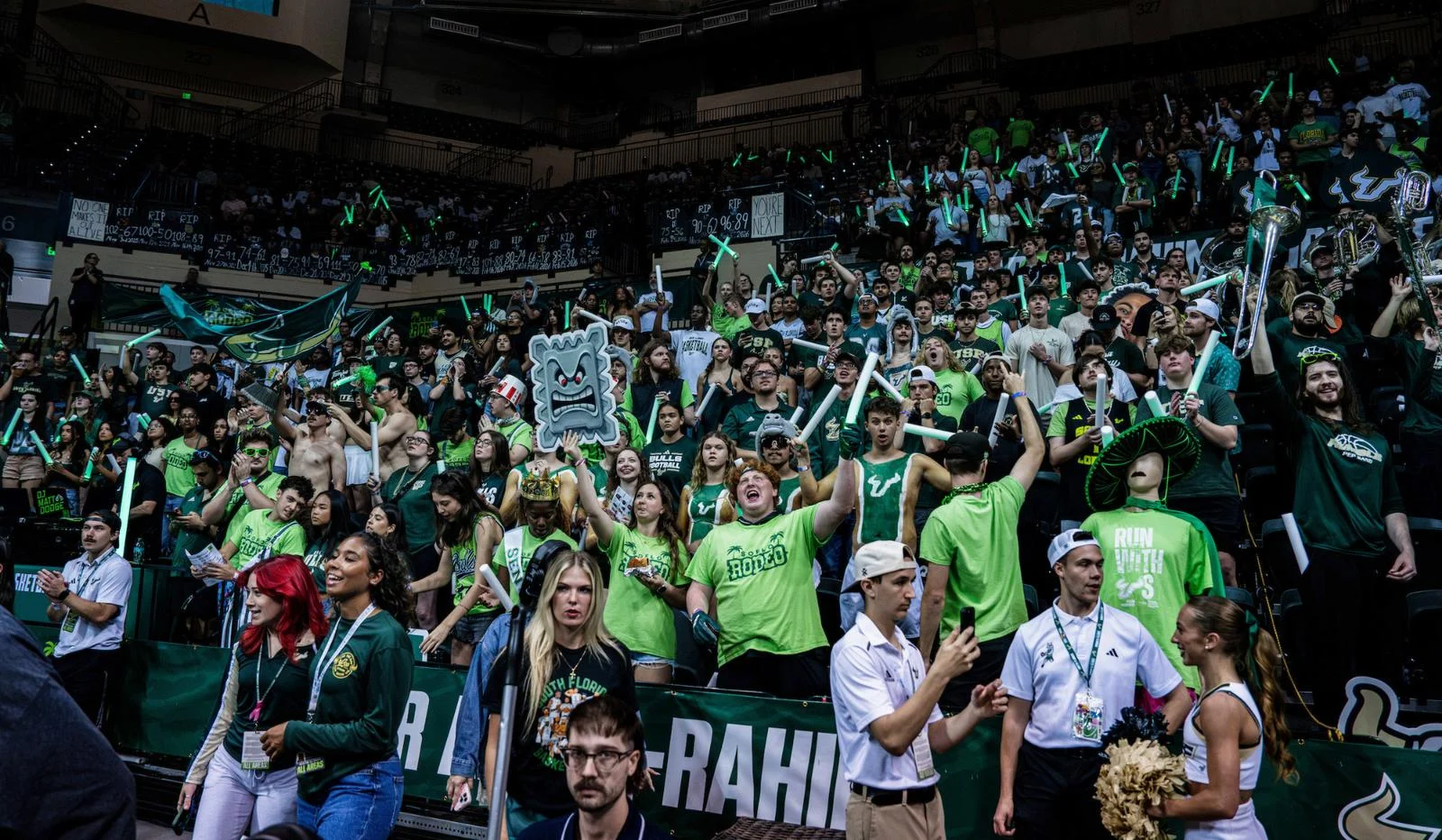 South Florida basketball fans cheer in the Yuengling Center stands