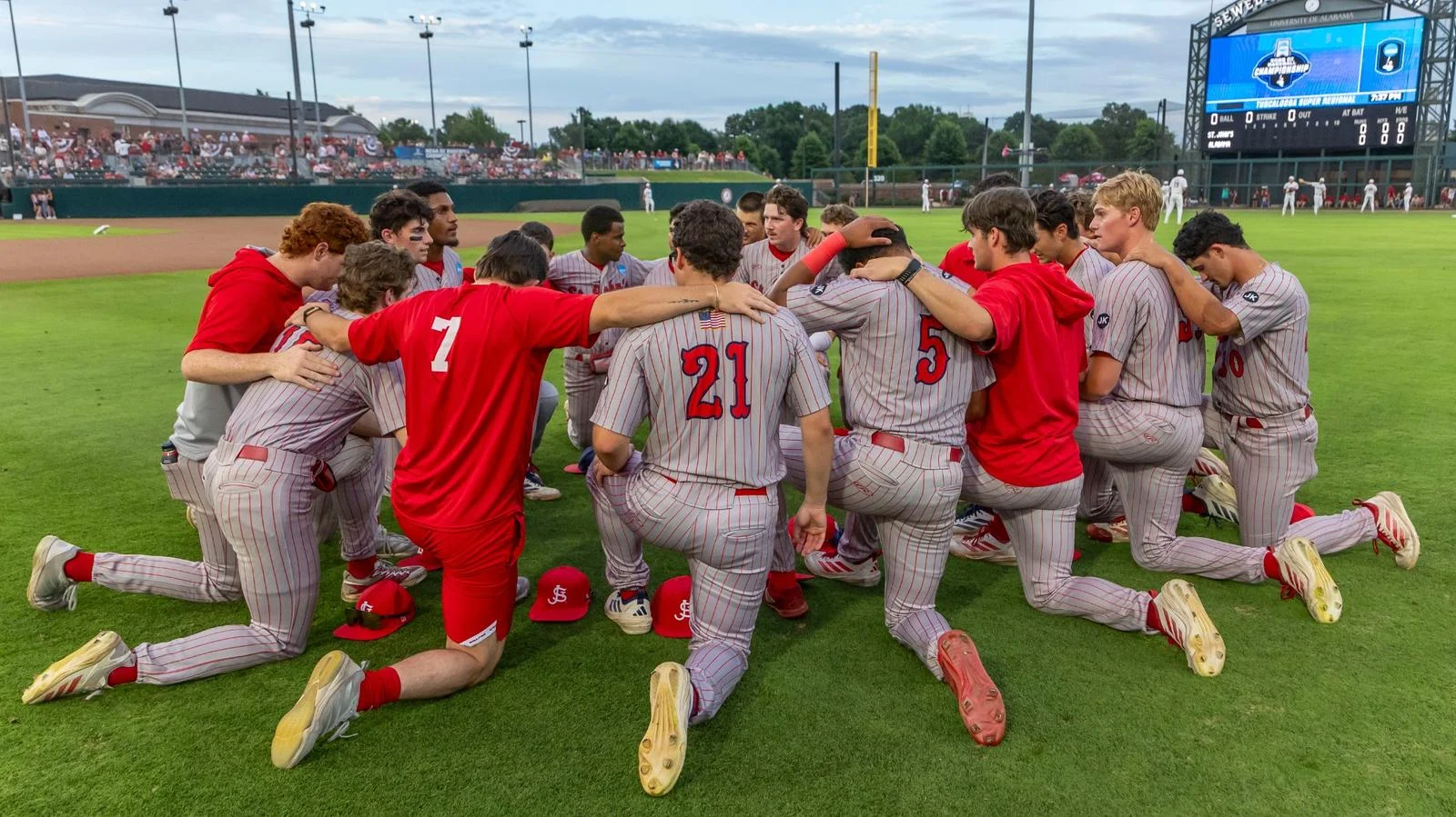 St. John’s baseball fell, 8-0, to No. 7 Alabama in game one of the NCAA Super Regionals at Sewell-Thomas Stadium in Tuscaloosa, Ala. Shot Saturday, June 6, 2026. Photo by Vasha Hunt.